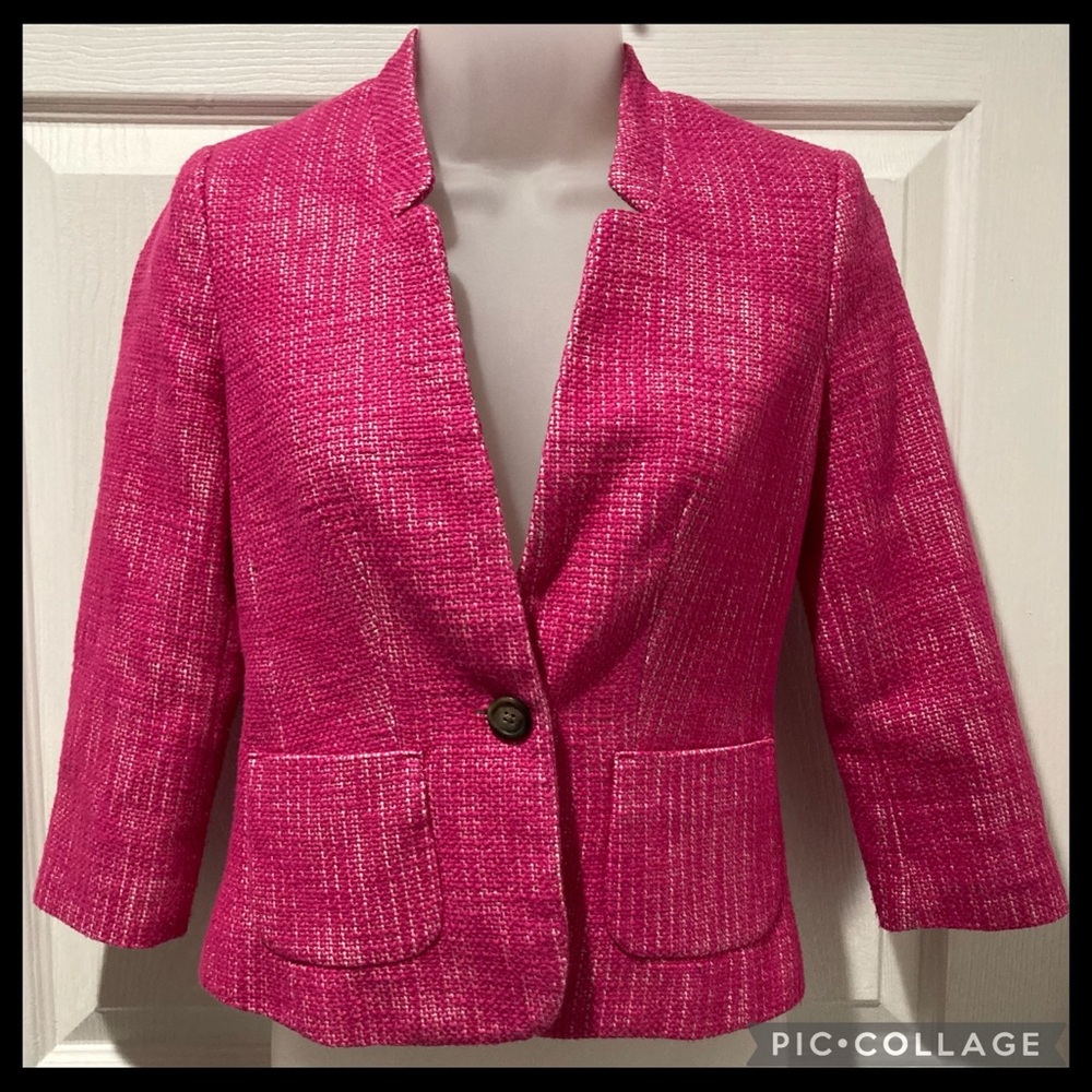 {SALE} Banana Republic hot pink tweed blazer -00P-